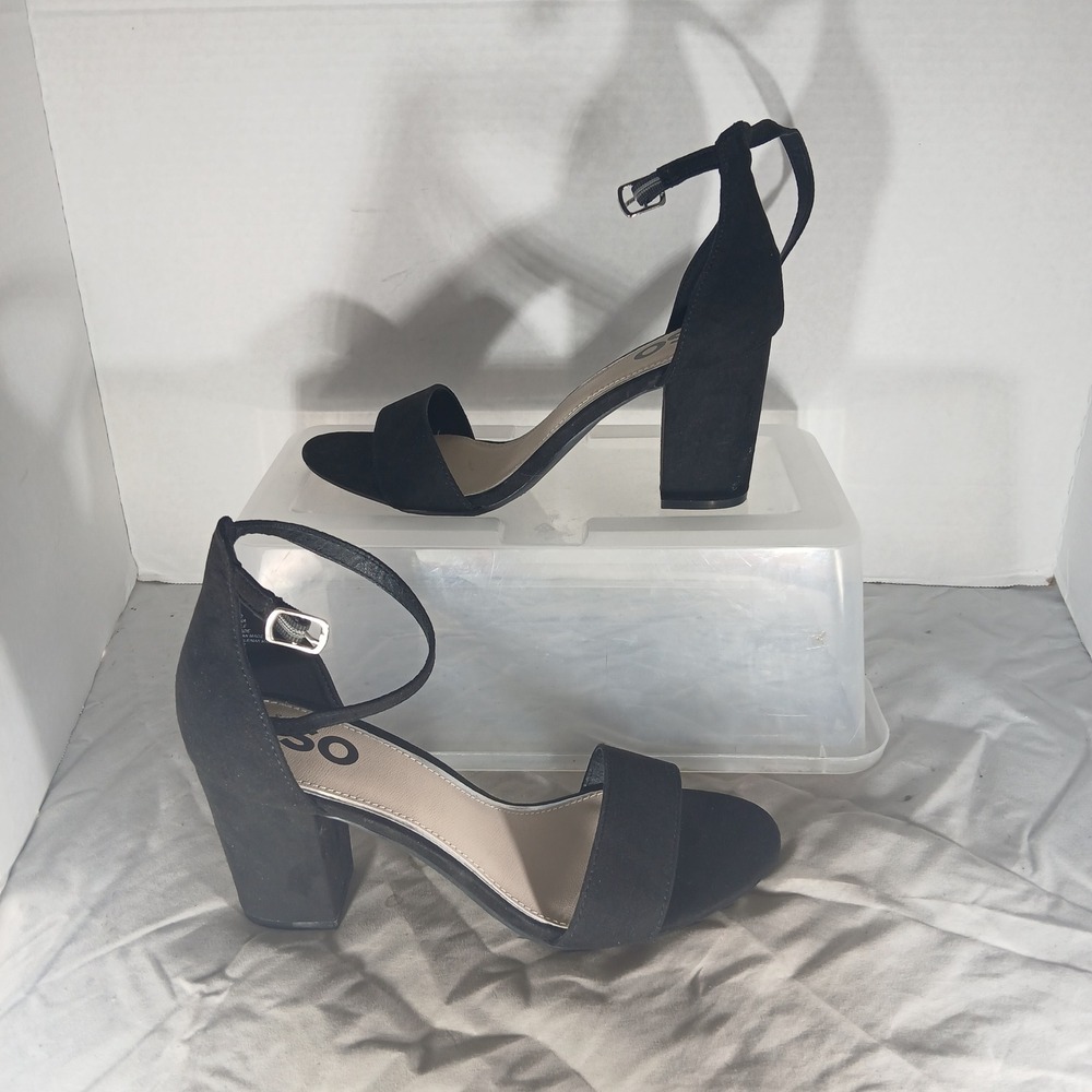 SO Goods for Life Chiron Black Block Heel Sandals Ankle Strap‎ Womens 8 Medium